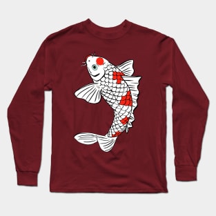 Jumping Koi Carp Fish with Red White Scales and Green Eyes Long Sleeve T-Shirt